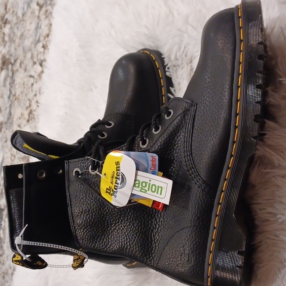 Dr. Martens Safety Toe Heavy Industrial Slip Resistant Boots Shoes Black Pebbled - Picture 7 of 15